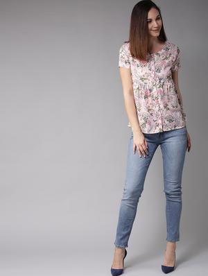 round neck floral top - 17299744 - Standard Image - 3