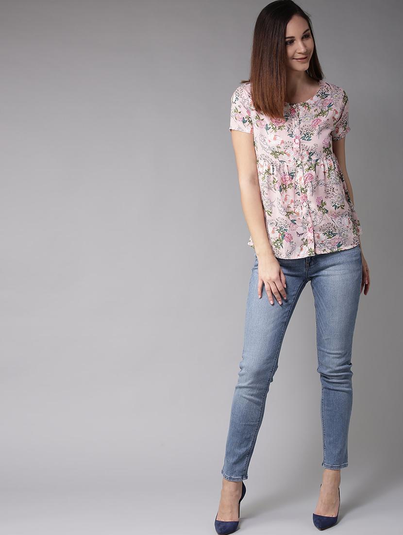 round neck floral top - 17299744 - Zoom Image - 3