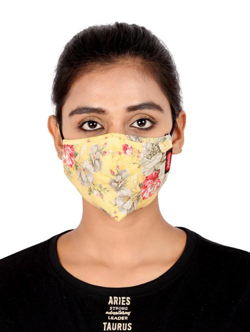 yellow cotton printed women mask pack of 3 - 17299771 - Standard Image - 1