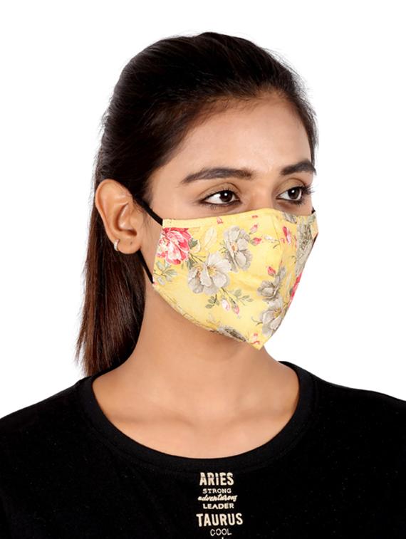 yellow cotton printed women mask pack of 3 - 17299771 - Zoom Image - 2