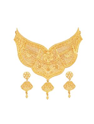 gold metal necklaces and earring - 17299850 - Standard Image - 2