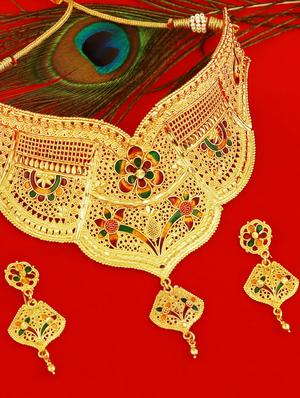 multi colored metal necklaces and earring - 17299851 - Standard Image - 2
