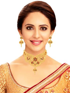 multi colored metal necklaces and earring - 17299851 - Standard Image - 4