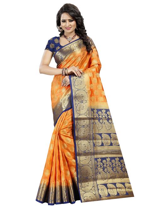 ethnic motif banarasi saree with blouse - 17299873 - Standard Image - 1