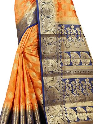 ethnic motif banarasi saree with blouse - 17299873 - Standard Image - 3