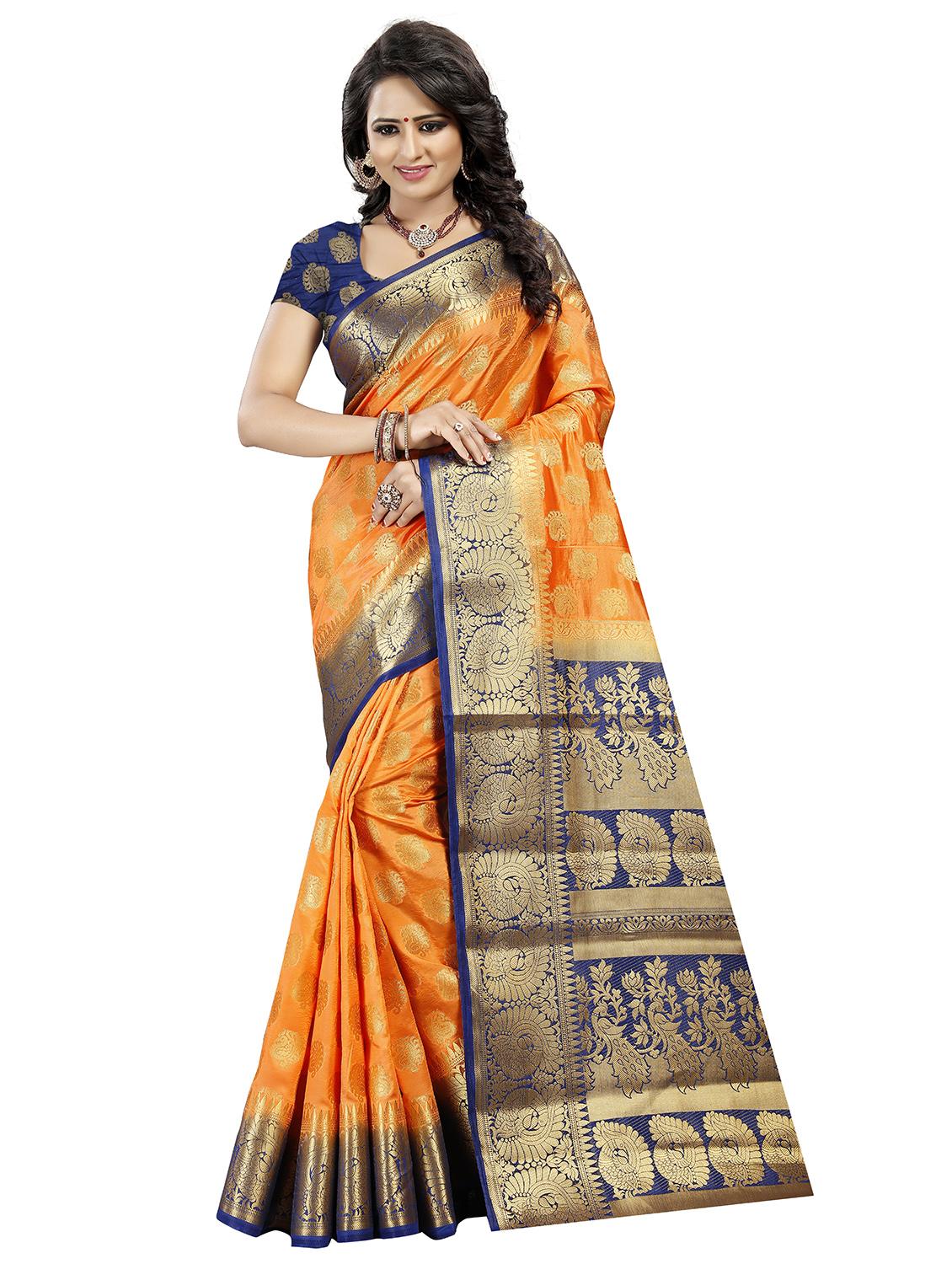 ethnic motif banarasi saree with blouse - 17299873 - Zoom Image - 1