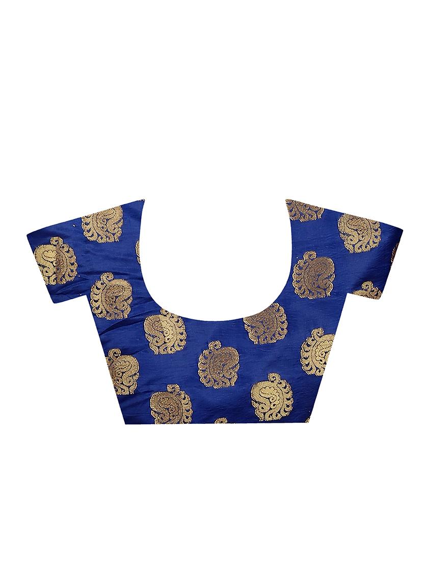 ethnic motif banarasi saree with blouse - 17299873 - Zoom Image - 4