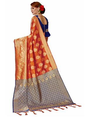 ethnic motif half & half saree with blouse - 17299876 - Standard Image - 2