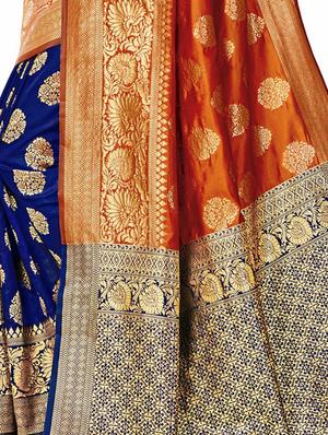ethnic motif half & half saree with blouse - 17299876 - Standard Image - 3