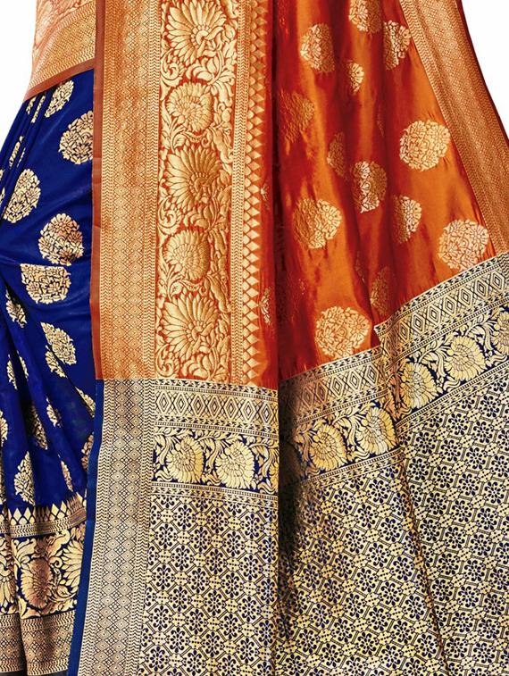 ethnic motif half & half saree with blouse - 17299876 - Zoom Image - 3