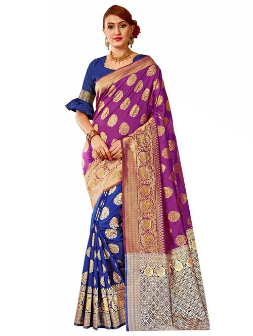 ethnic motif half & half saree with blouse - 17299879 - Standard Image - 1