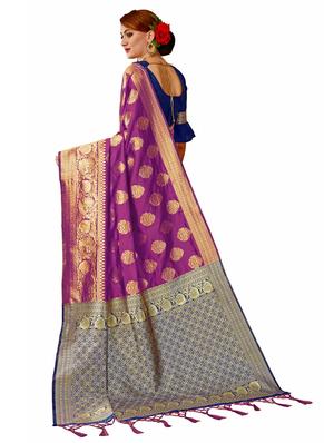 ethnic motif half & half saree with blouse - 17299879 - Standard Image - 2