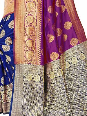 ethnic motif half & half saree with blouse - 17299879 - Standard Image - 3