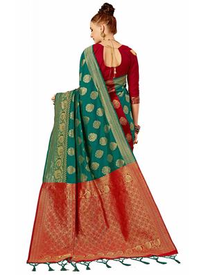 ethnic motif half & half saree with blouse - 17299881 - Standard Image - 2