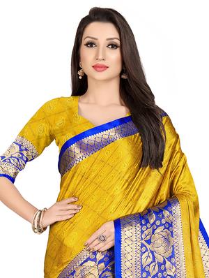 bordered banarasi saree with blouse - 17299893 - Standard Image - 3