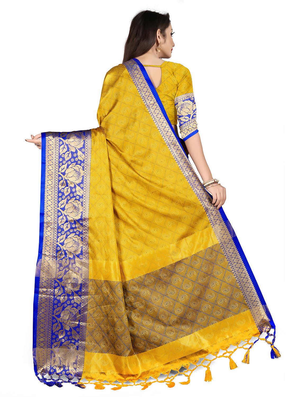 bordered banarasi saree with blouse - 17299893 - Zoom Image - 2
