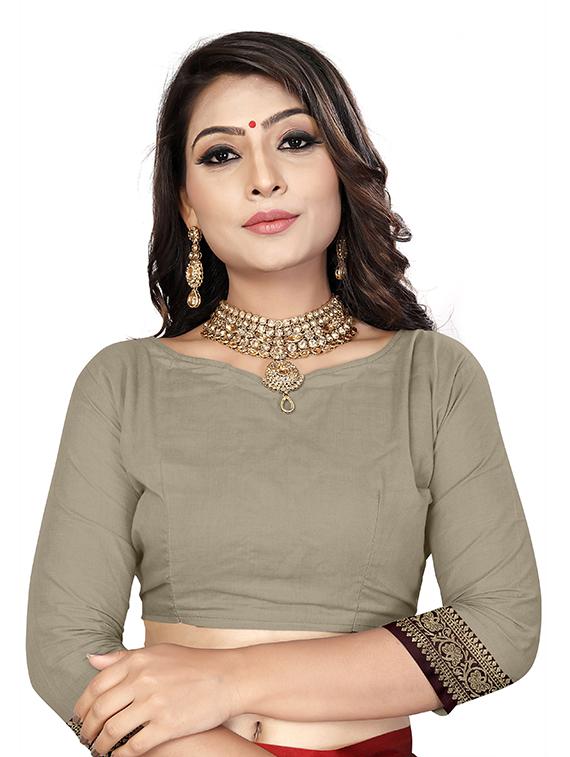 solid banarasi saree with blouse - 17299896 - Zoom Image - 4
