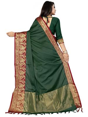 solid banarasi saree with blouse - 17299897 - Standard Image - 2