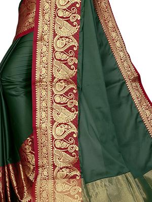 solid banarasi saree with blouse - 17299897 - Standard Image - 3