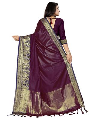solid banarasi saree with blouse - 17299900 - Standard Image - 2