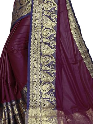 solid banarasi saree with blouse - 17299900 - Standard Image - 3