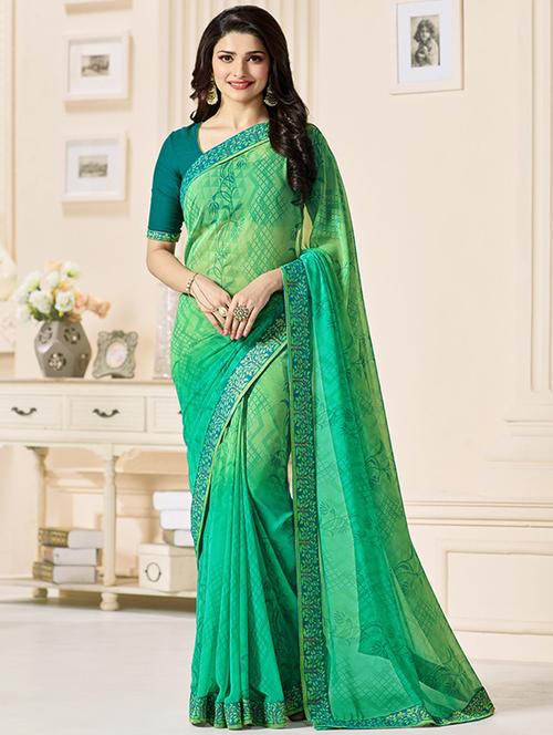 bordered printed saree with blouse - 17299919 - Standard Image - 1
