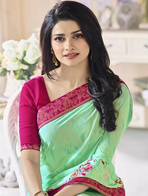 floral printed saree with blouse - 17299923 - Standard Image - 2
