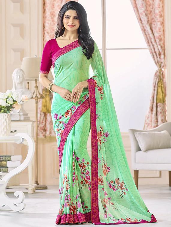 floral printed saree with blouse - 17299923 - Zoom Image - 1