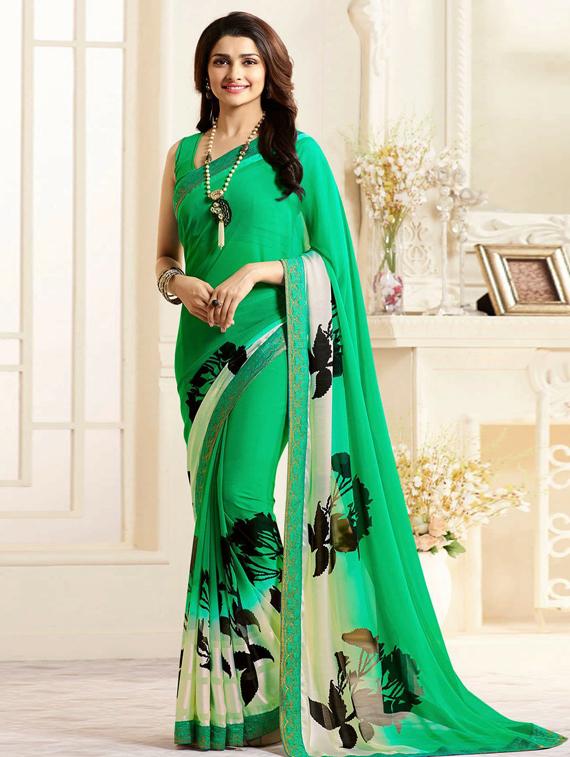 bordered printed saree with blouse - 17299927 - Zoom Image - 1