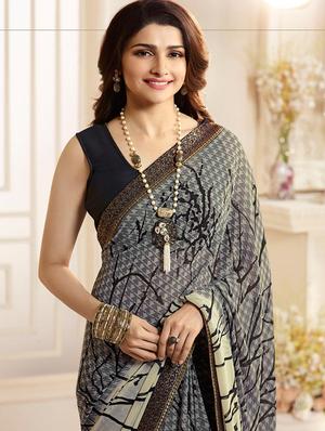 abstract printed saree with blouse - 17299928 - Standard Image - 2