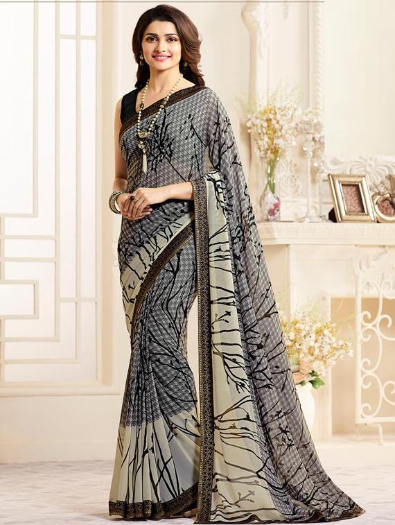abstract printed saree with blouse - 17299928 - Zoom Image - 1
