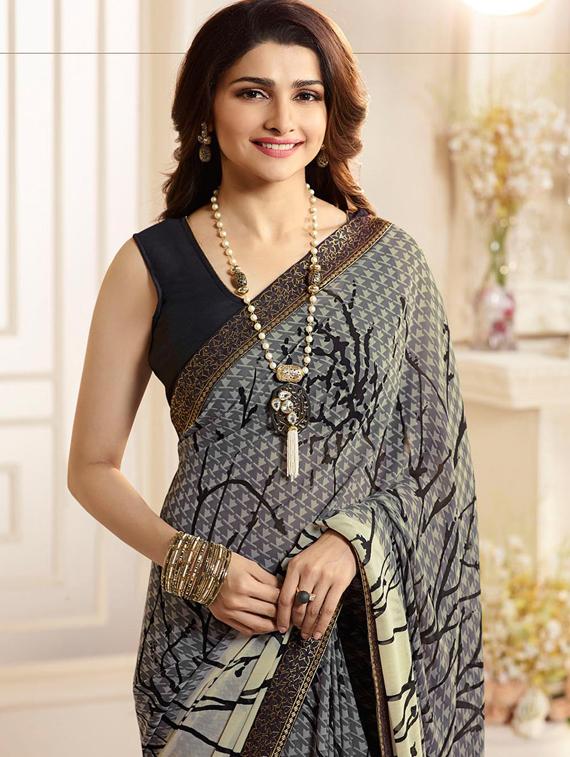 abstract printed saree with blouse - 17299928 - Zoom Image - 2