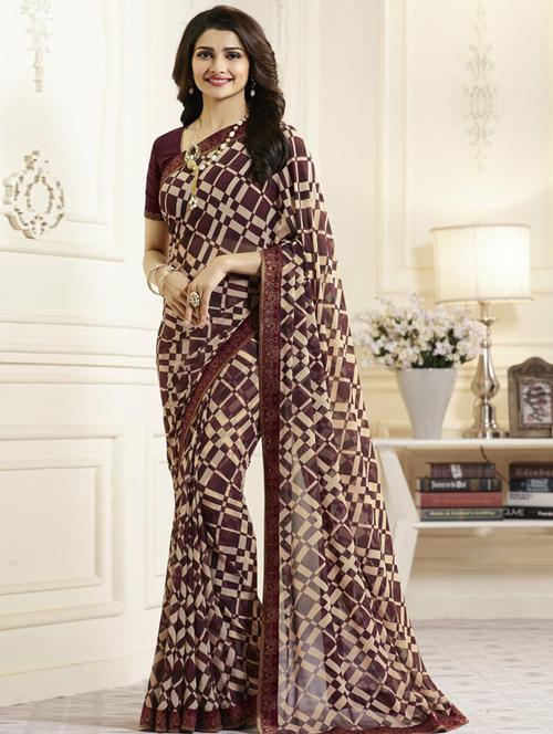 geometrical printed saree with blouse - 17299929 - Standard Image - 1