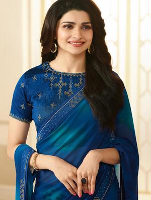 solid plain saree with blouse - 17299935 - Standard Image - 2