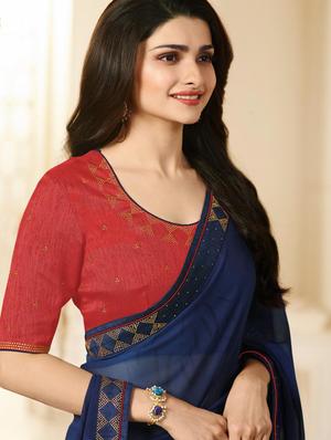 solid plain saree with blouse - 17299937 - Standard Image - 2