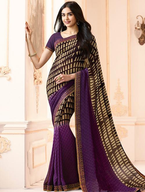 geometrical printed saree with blouse - 17299948 - Standard Image - 1
