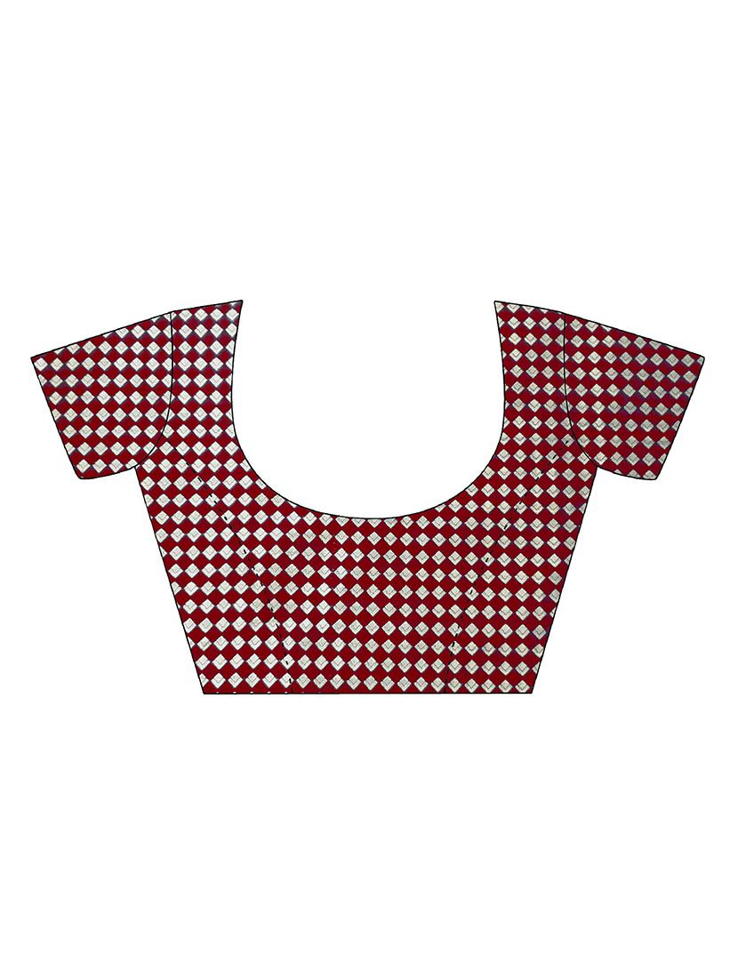 maroon woven saree with blouse - 17299997 - Zoom Image - 4
