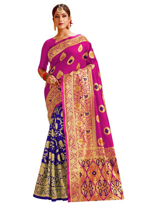 self design half & half saree with blouse - 17300000 - Standard Image - 1