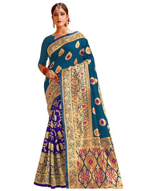 self design half & half saree with blouse - 17300001 - Standard Image - 1