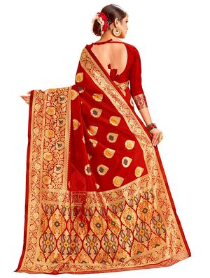 self design half & half saree with blouse - 17300002 - Standard Image - 2