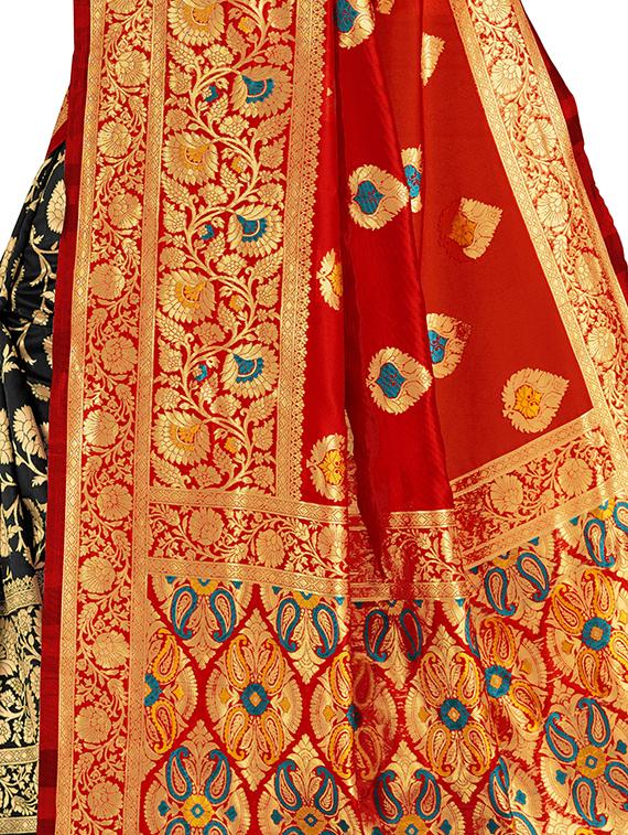 self design half & half saree with blouse - 17300002 - Zoom Image - 3