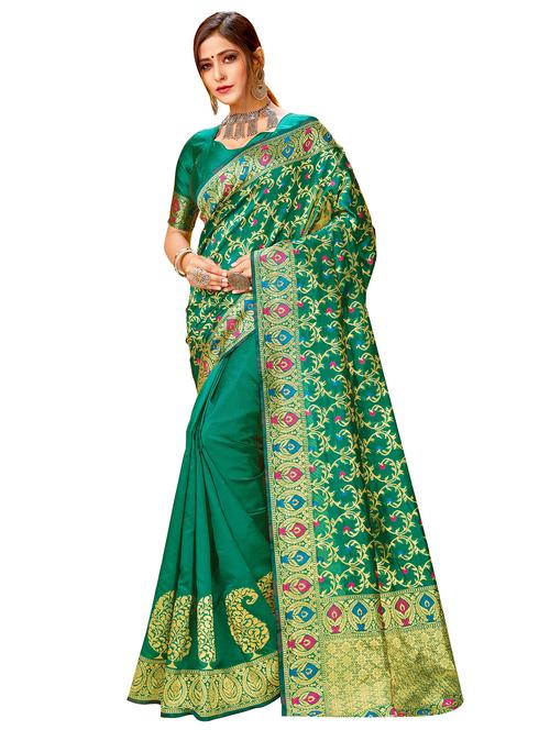 self design banarasi saree with blouse - 17300010 - Standard Image - 1