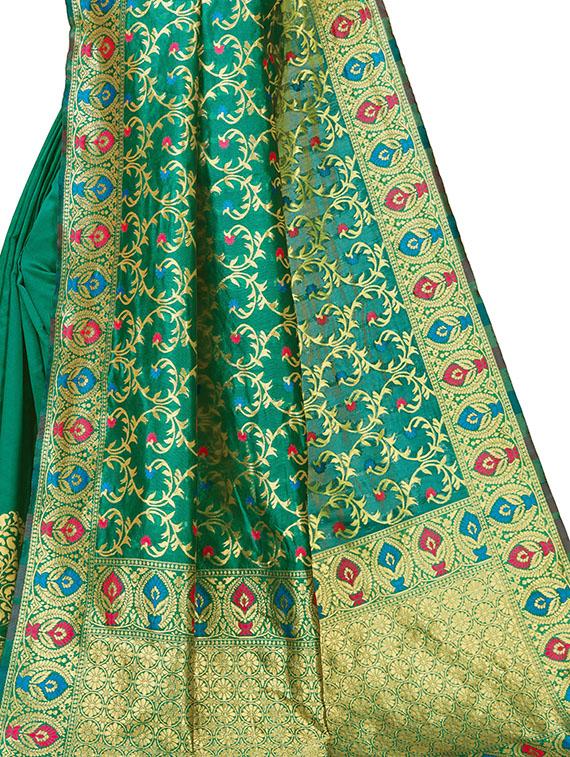 self design banarasi saree with blouse - 17300010 - Zoom Image - 3