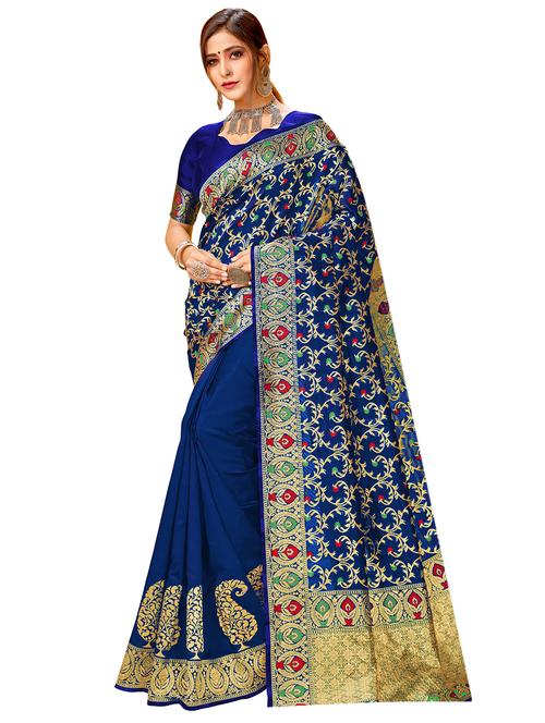 self design banarasi saree with blouse - 17300011 - Standard Image - 1