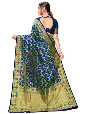 self design banarasi saree with blouse - 17300011 - Standard Image - 2
