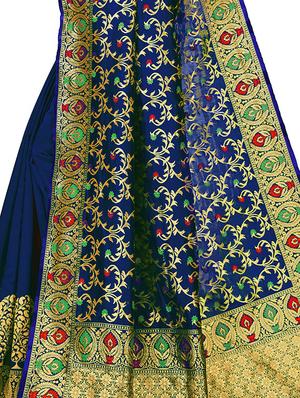 self design banarasi saree with blouse - 17300011 - Standard Image - 4
