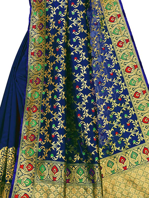 self design banarasi saree with blouse - 17300011 - Zoom Image - 4