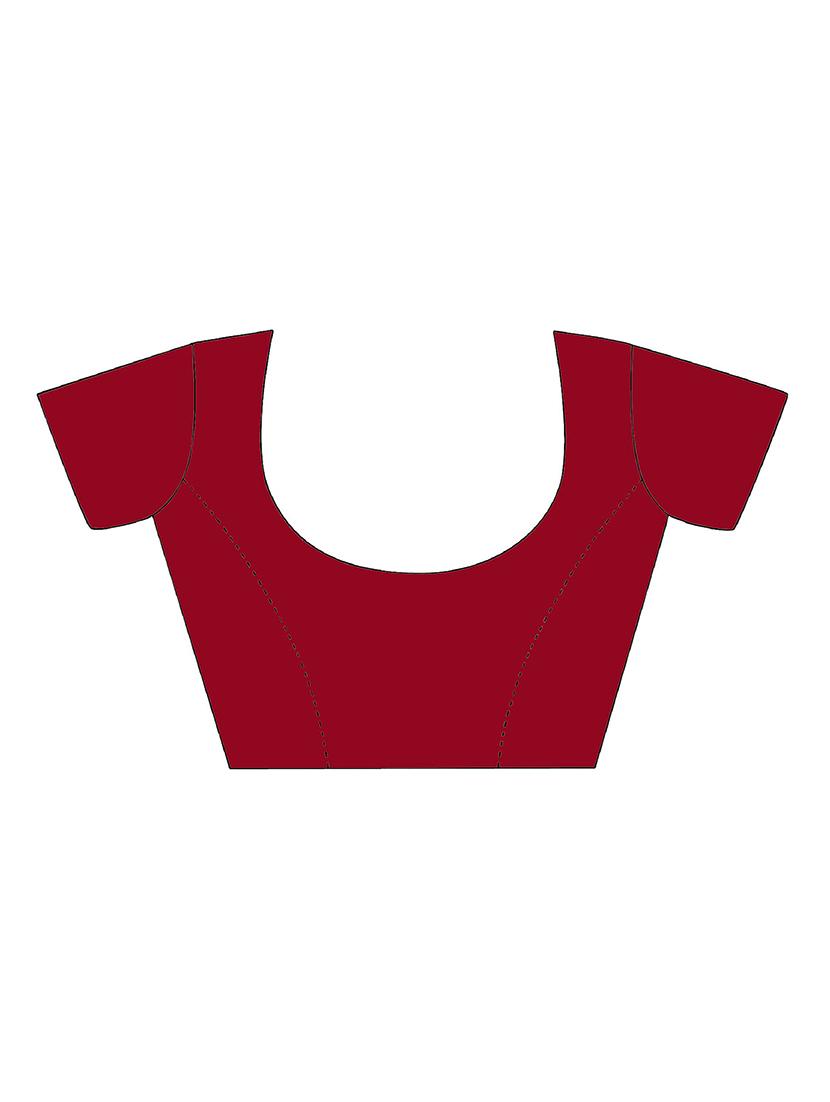 maroon banarasi saree with blouse - 17300016 - Zoom Image - 5