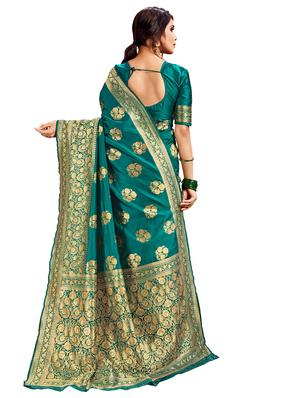 ethnic motif half & half saree with blouse - 17300025 - Standard Image - 3