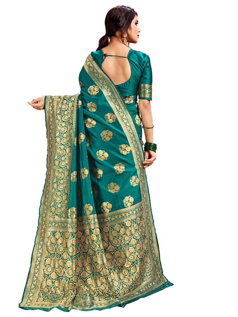 ethnic motif half & half saree with blouse - 17300025 - Zoom Image - 3